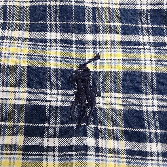 Ralph Lauren Shirt Mens Large Blue Green Plaid Blaire Short Sleeve Button Down - Picture 9 of 13